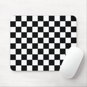 Chequered White and Black Mouse Pad