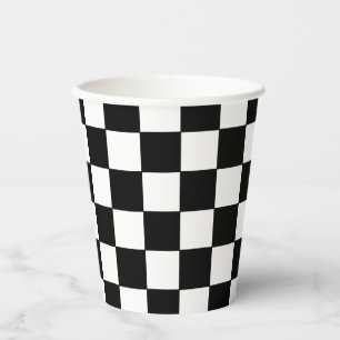 Chequered White and Black Paper Cups