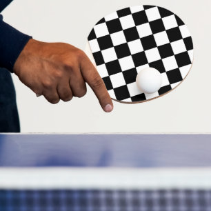 Chequered White and Black Ping Pong Paddle
