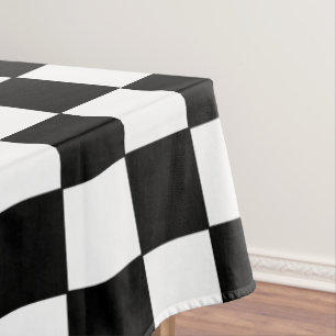 Chequered White and Black Tablecloth