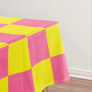 Chequered Yellow and Pink Tablecloth