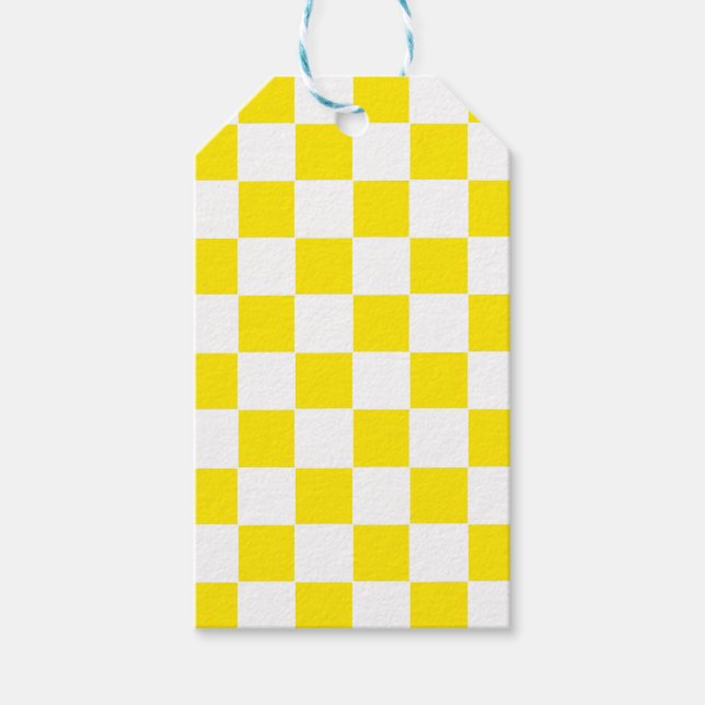 Chequered yellow and White Gift Tags (Front)