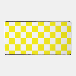 Chequered Yellow and White Retro Desk Mat