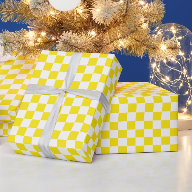 Chequered yellow and White Wrapping Paper (Holidays)