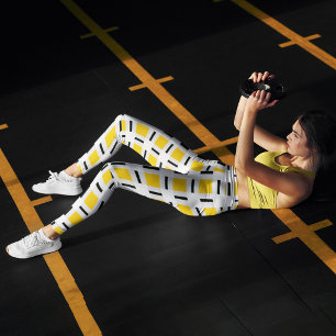 Chequered Yellow Capri Leggings