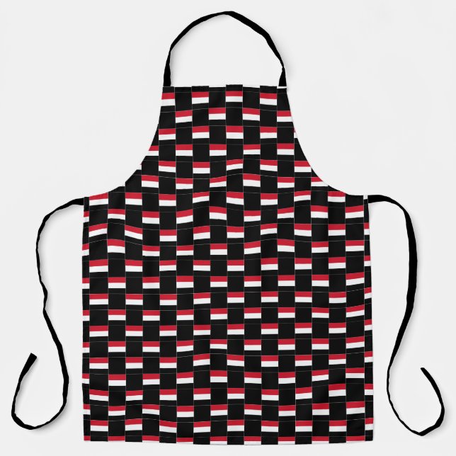 Chequered Yemen Flag Pattern  Apron (Front)