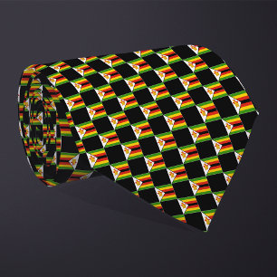 Chequered Zimbabwe Flag Pattern  Tie