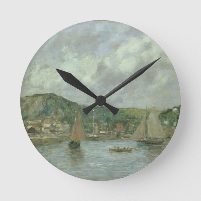Cherbourg, 1883 (oil on canvas) round clock (Front)