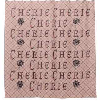 Cherie with monogram badge shower curtain