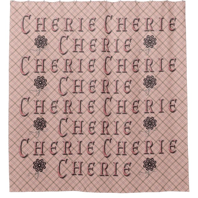 Cherie with monogram badge shower curtain (Front)