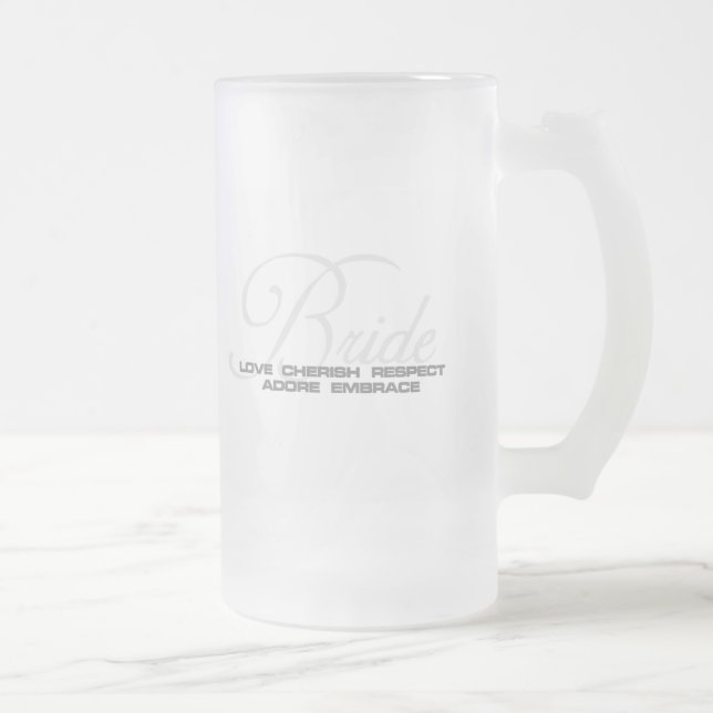 Cherish Bride Frosted Glass Beer Mug (Right)