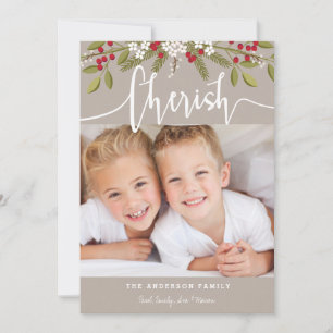 Cherish Christmas Holiday Two Photo Card