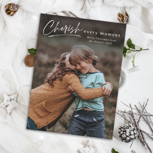 Cherish every moment 2 photo Holiday Christmas Card (Creator Uploaded)