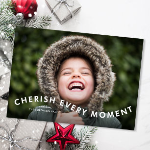 Cherish Every Moment Modern 2 Photo Christmas Card