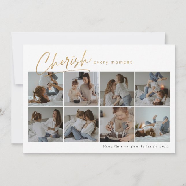 Cherish every moment modern photo collage card (Front)