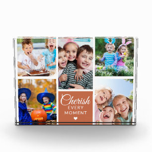 Cherish Every Moment Terracotta 5 Picture Collage Photo Block
