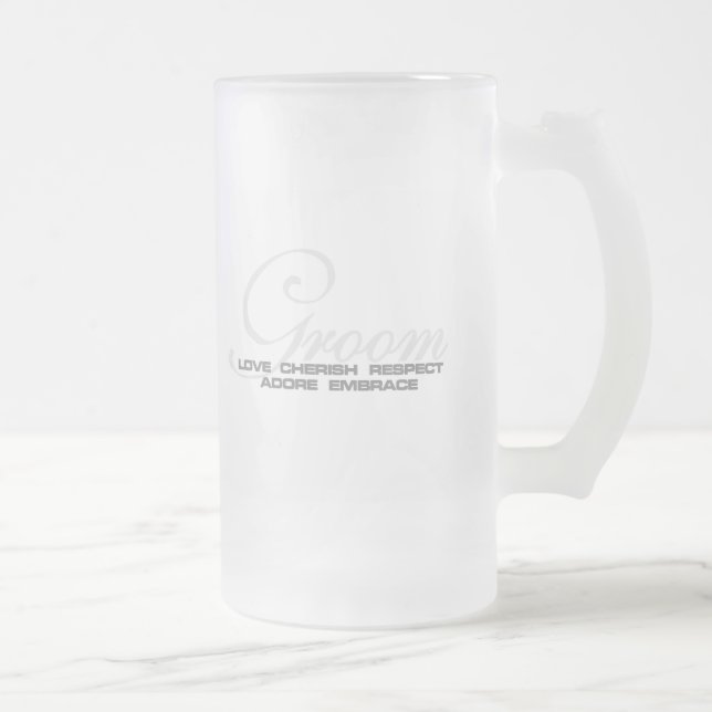 Cherish Groom Frosted Glass Beer Mug (Right)