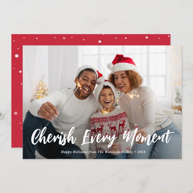 cherish merry christmas holiday card (Front/Back)