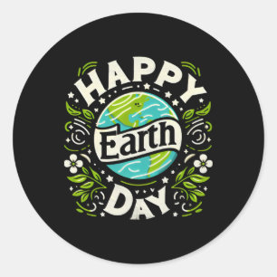 Cherish Our Earth Happy Earth Day Classic Round Sticker