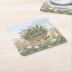 Cherish The Simple Things Square Paper Coaster