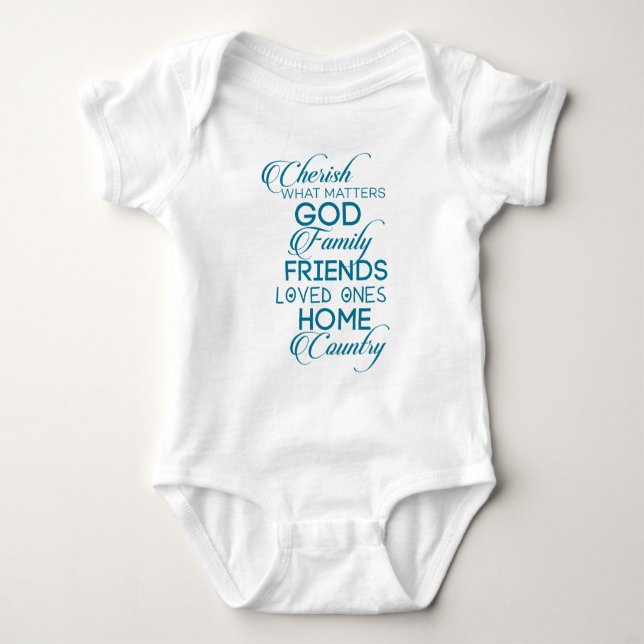 Cherish What Matters Teal Baby Bodysuit (Front)