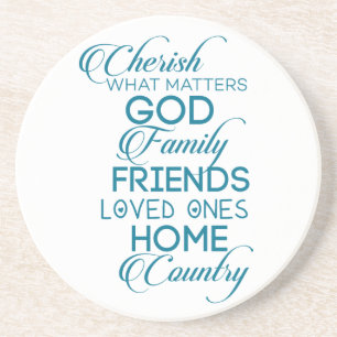 Cherish What Matters Teal Coaster