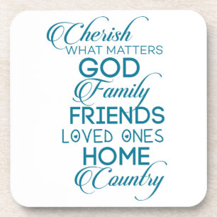 Cherish What Matters Teal Coaster