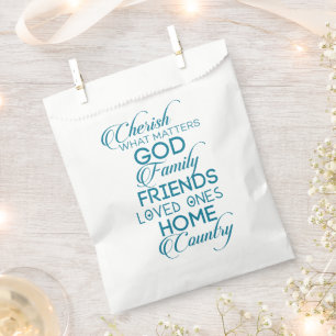 Cherish What Matters Teal Favour Bags