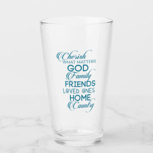 Cherish What Matters Teal Glass