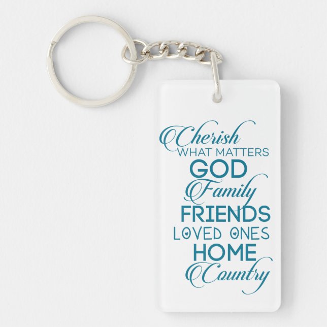 Cherish What Matters Teal Key Ring (Front)