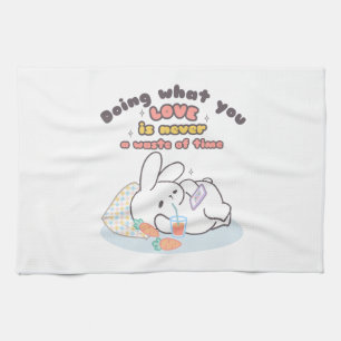 Cherish Your Passions - A Cosy Bunny's Reminder Tea Towel