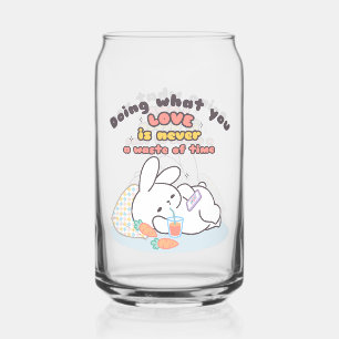 Cherish Your Passions - A Cozy Bunny's Reminder Can Glass