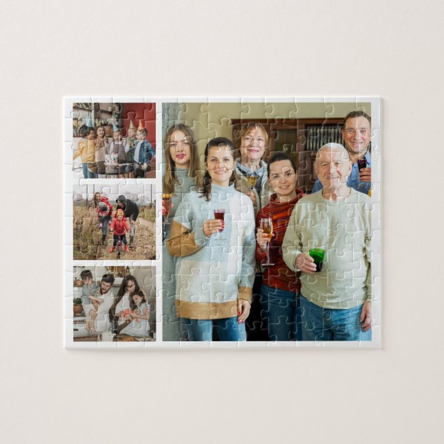 Cherished Memories: Customisable 4 Photo Collage Jigsaw Puzzle (Horizontal)