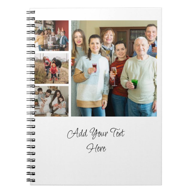 Cherished Memories: Customisable 4 Photo Collage Notebook (Front)
