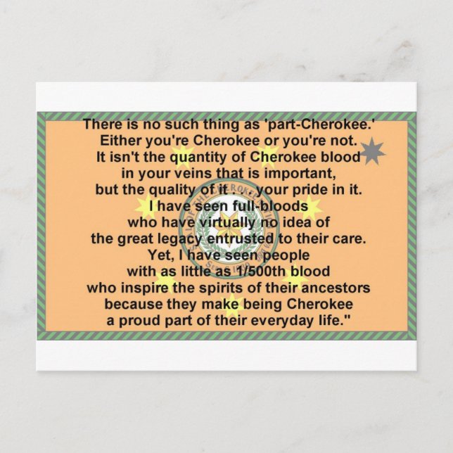cherokee flag-prayer postcard (Front)
