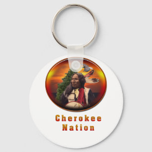Cherokee indians art key ring
