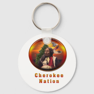 Cherokee indians art key ring
