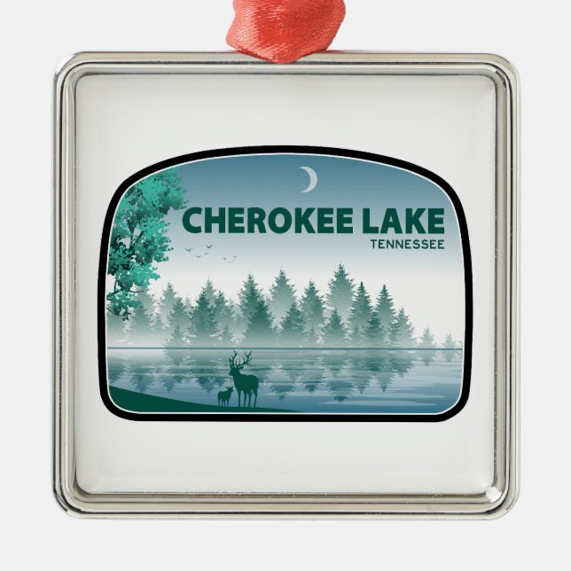 Cherokee Lake Tennessee Deer Metal Tree Decoration (Front)