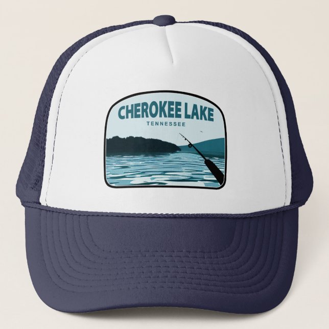 Cherokee Lake Tennessee Fishing Rod Trucker Hat (Front)