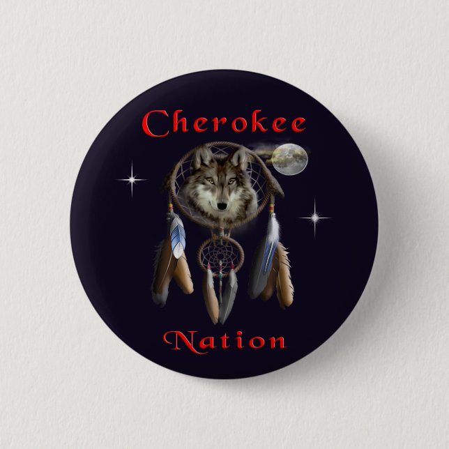 Cherokee nation 6 cm round badge (Front)