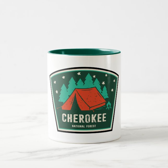 Cherokee National Forest Camping Two-Tone Coffee Mug (Center)