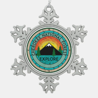 Cherokee National Forest Tennessee Snowflake Pewter Christmas Ornament
