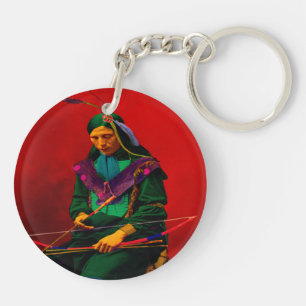 Cherokee Native American Pop Art Key Ring