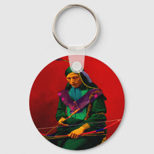 Cherokee Native American Pop Art Key Ring