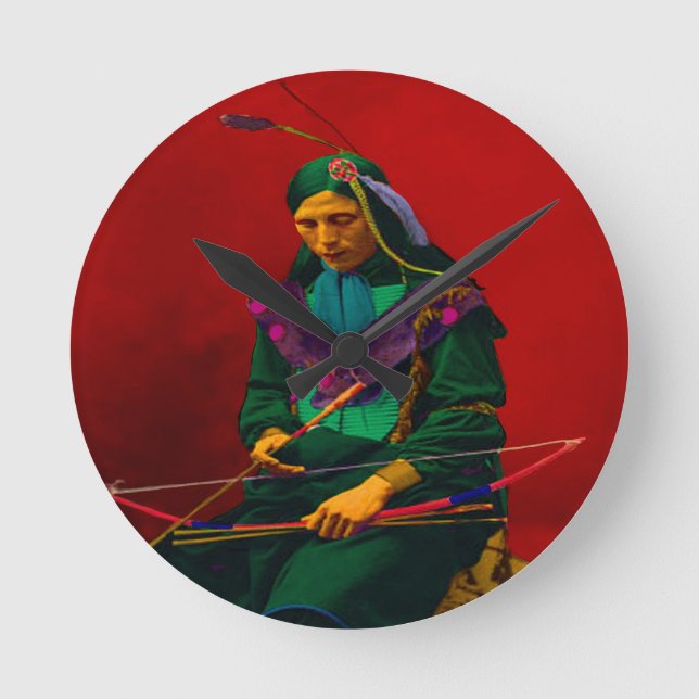 Cherokee Native American Pop Art Round Clock (Front)