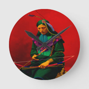 Cherokee Native American Pop Art Round Clock