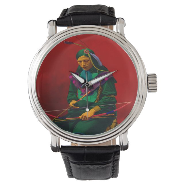 Cherokee Native American Pop Art Watch (Front)