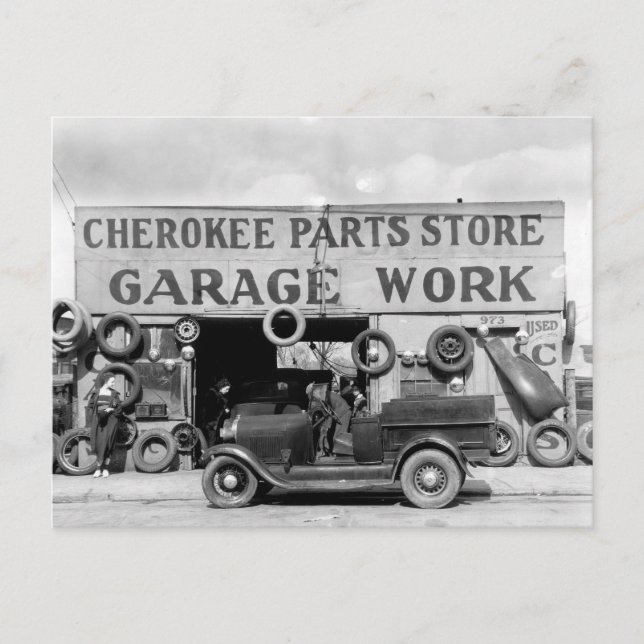 Cherokee Parts Store, 1936 Postcard (Front)