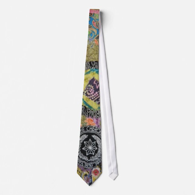 Cherokee Seal Quilt Necktie in bright colours (Front)