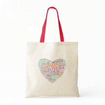 Cherokee Syllabary Multi-Colour Heart Cloud Tote